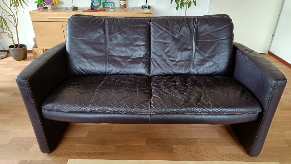 Leolux Farolito Lederen Bankstel 2 en 2.5 zits, Ophalen, Gebruikt, 150 tot 200 cm, Rechte bank