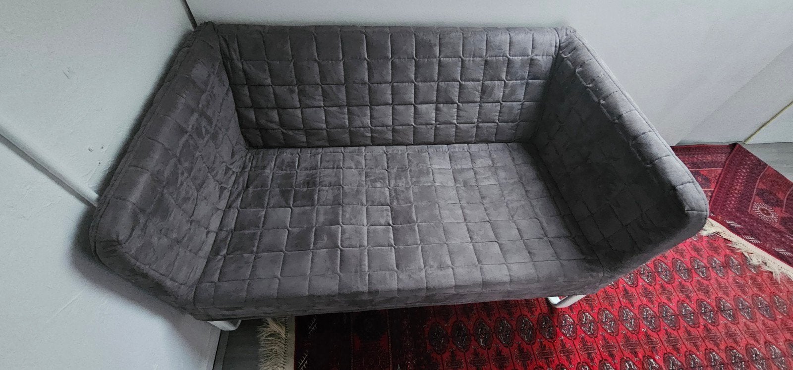 Comfortabele grijze tweepersoonsbank, Ophalen, 150 tot 200 cm, Tweepersoons, 75 tot 100 cm
