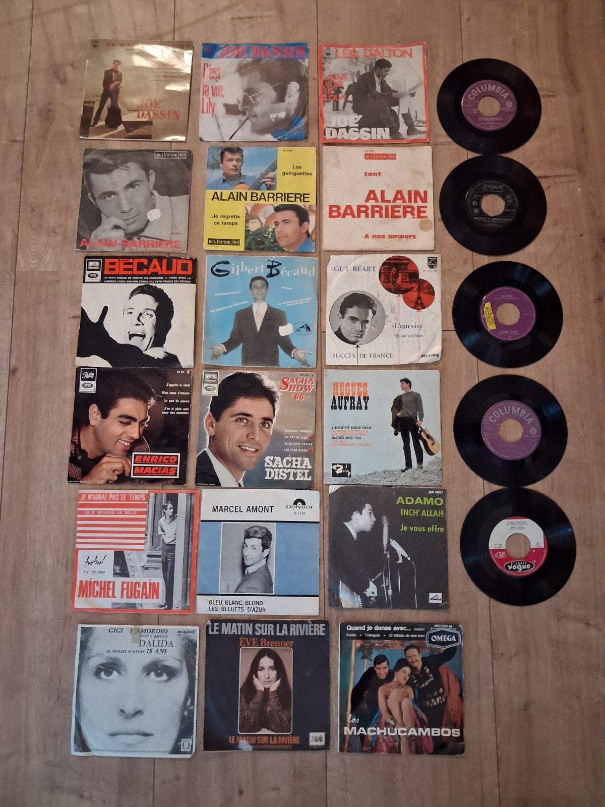 Diverse Franstalige chansons vinyl singles jaren '50-'60, Gebruikt, 7 inch, Ophalen of Verzenden, Pop