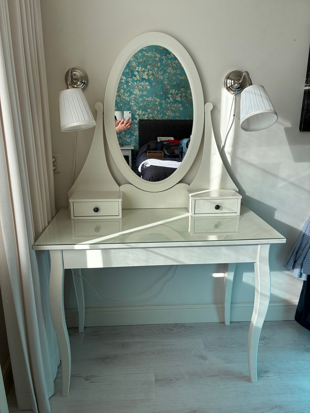 IKEA Hemnes Toilettafel met spiegel - 100x50 cm, Ophalen, Zo goed als nieuw, Hout, 50 tot 100 cm
