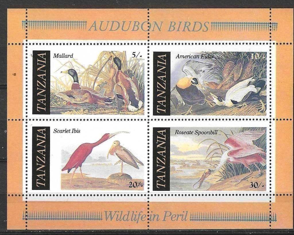 Tanzania 1986 - Yvert blok 45 - Vogels van Audubon (PF), Verzenden, Tanzania, Postfris