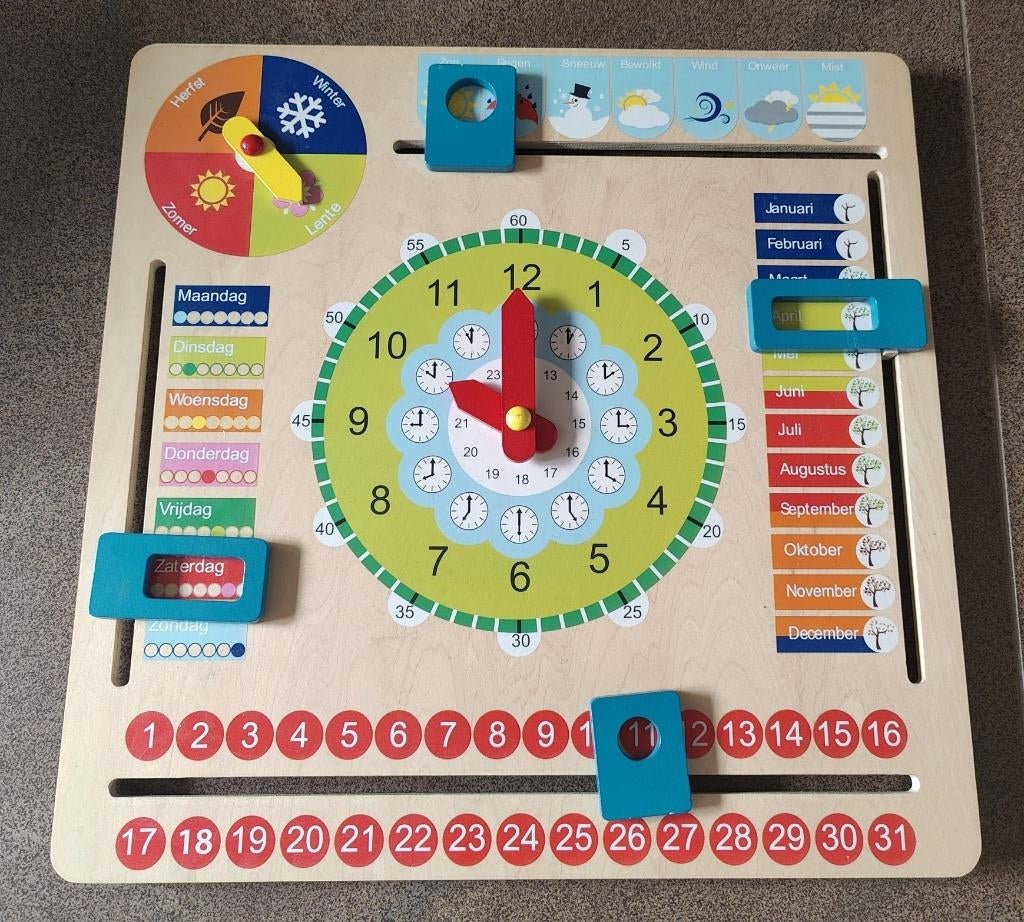classic toys houten kalender klok, Kinderen en Baby's, Speelgoed | Houten speelgoed, Ophalen, Gebruikt, Overige typen