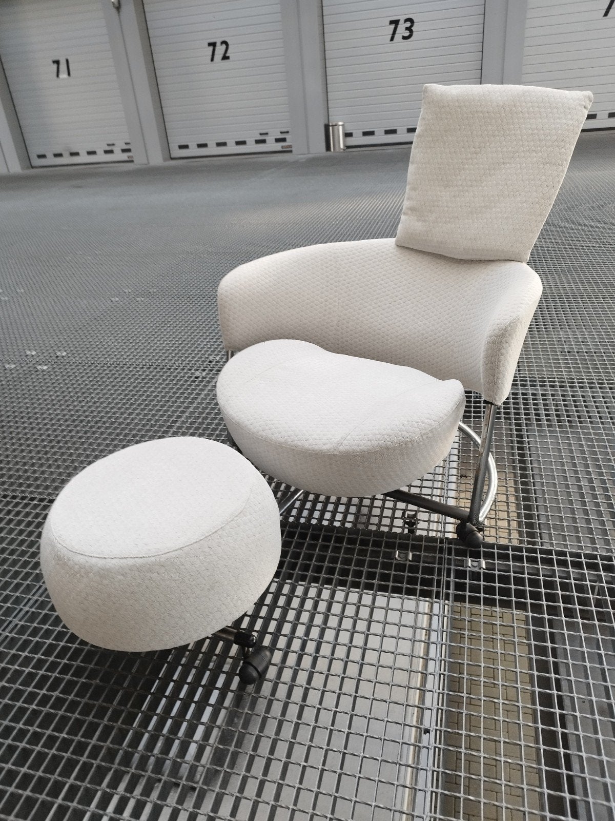 Cassina Girotonda Fauteuil + Voetenbank - Francesco Binfaré, Stof, Ophalen of Verzenden, Zo goed als nieuw, 75 tot 100 cm