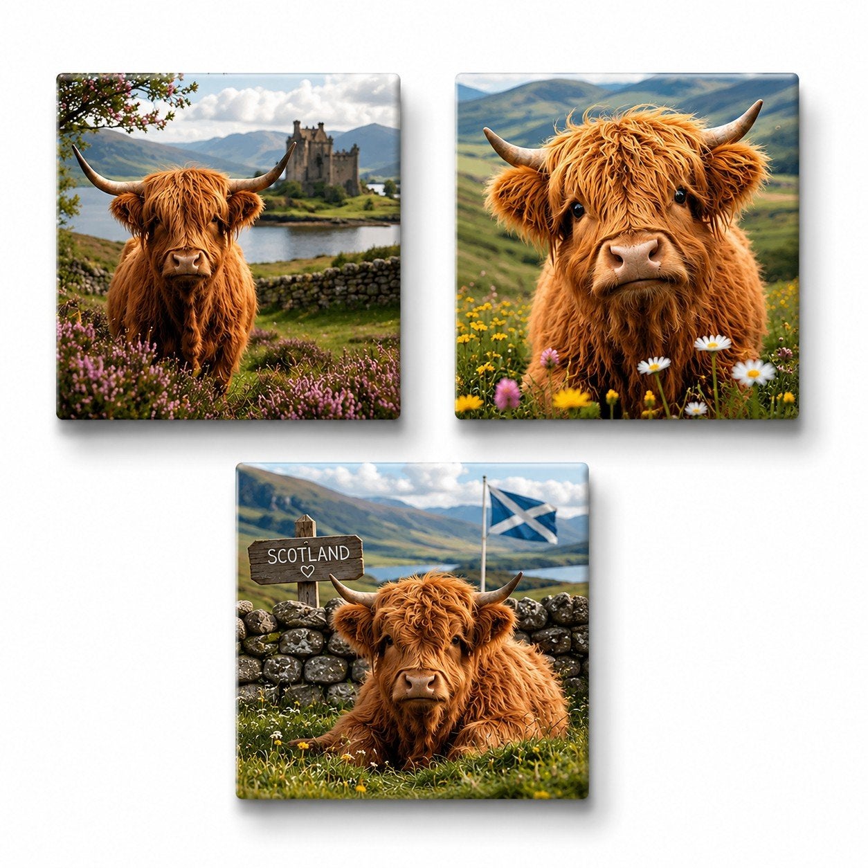 Schotse hooglander fotomagneten set, cadeau, Ophalen, Nieuw