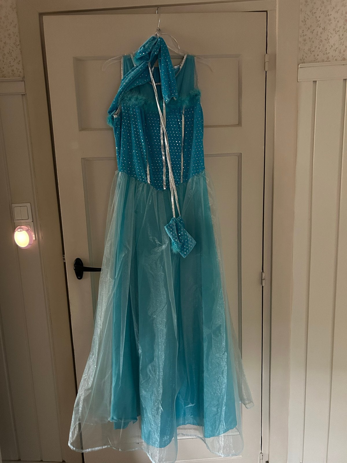 Prinsessenjurk Blauw met Glitters en Accessoires, Ophalen, Zo goed als nieuw, 158 t/m 164, Meisje