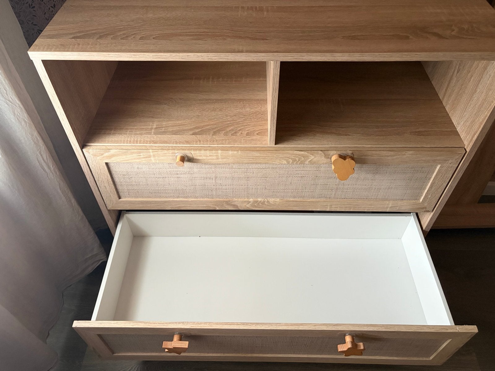 Commode Finori Bali Eiken/Riet Decor met nieuw opzetstuk, Ophalen, Gebruikt, 50 tot 70 cm, 75 tot 100 cm