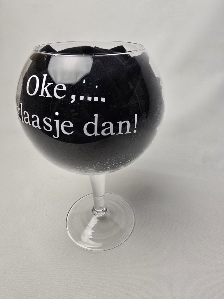 # Groot wijnglas 'Oke, 1 glaasje dan!' 2.5 liter, Ophalen, Gebruikt, Overige typen