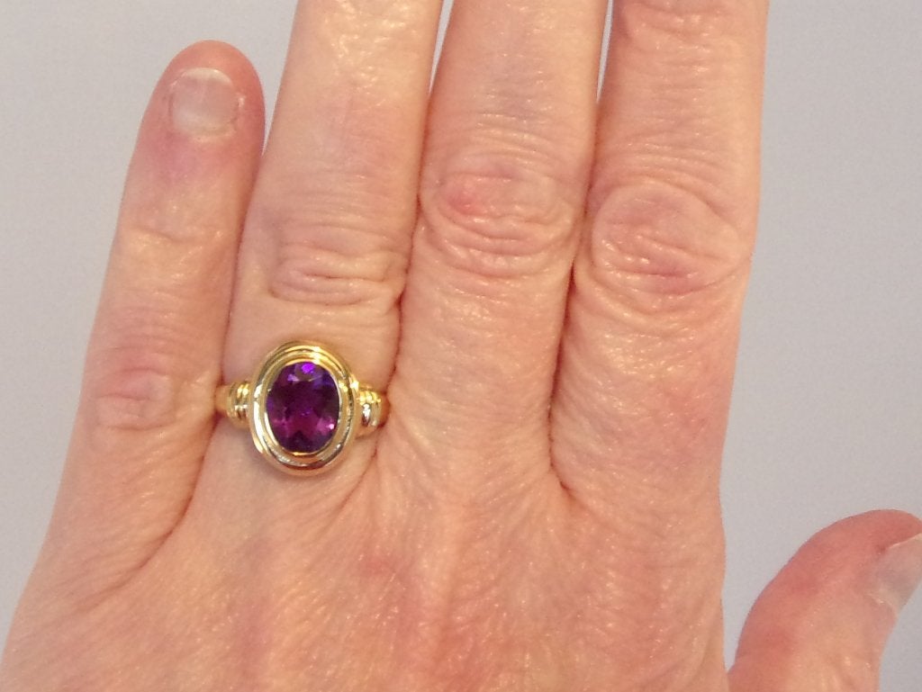 Nieuwe damesring, maat 18, goud, Amethist, Sieraden, Tassen en Uiterlijk, Ringen, 18 tot 19, Verzenden, Paars, Nieuw