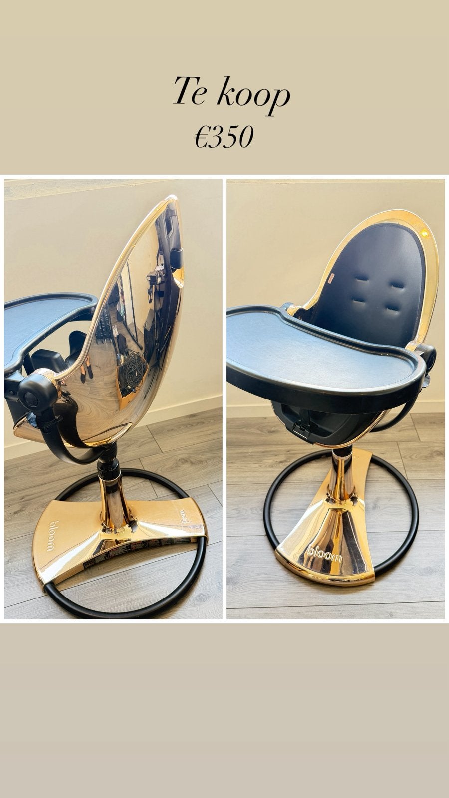 Bloom kinderstoel goud, Kinderen en Baby's, Kinderstoelen, Ophalen, Zo goed als nieuw, Meegroeistoel
