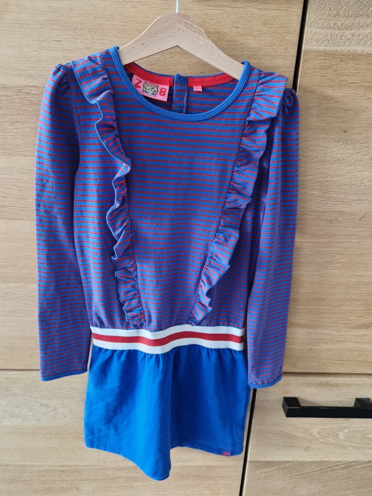 Z8 Bibi jurk blauw-rood gestreept, maat 128/134, Kinderen en Baby's, Kinderkleding | Maat 128, Meisje, Z8, Ophalen of Verzenden