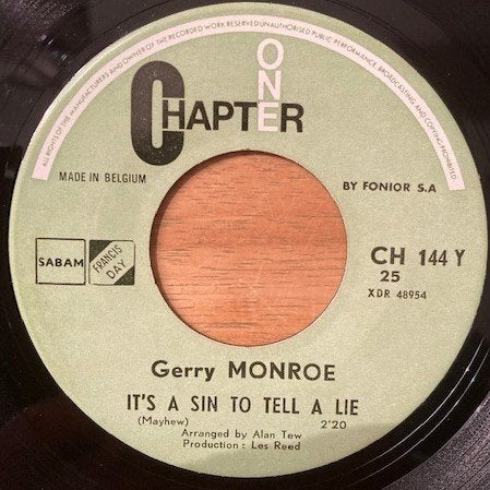 Ruil of koop Gerry Monroe "It's a sin to tell a lie" (1971), Ophalen of Verzenden, Gebruikt, 7 inch, Pop