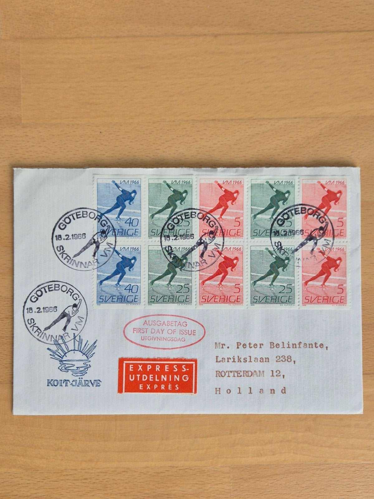 Envelop Zweden schaatsen, Ophalen of Verzenden, Envelop