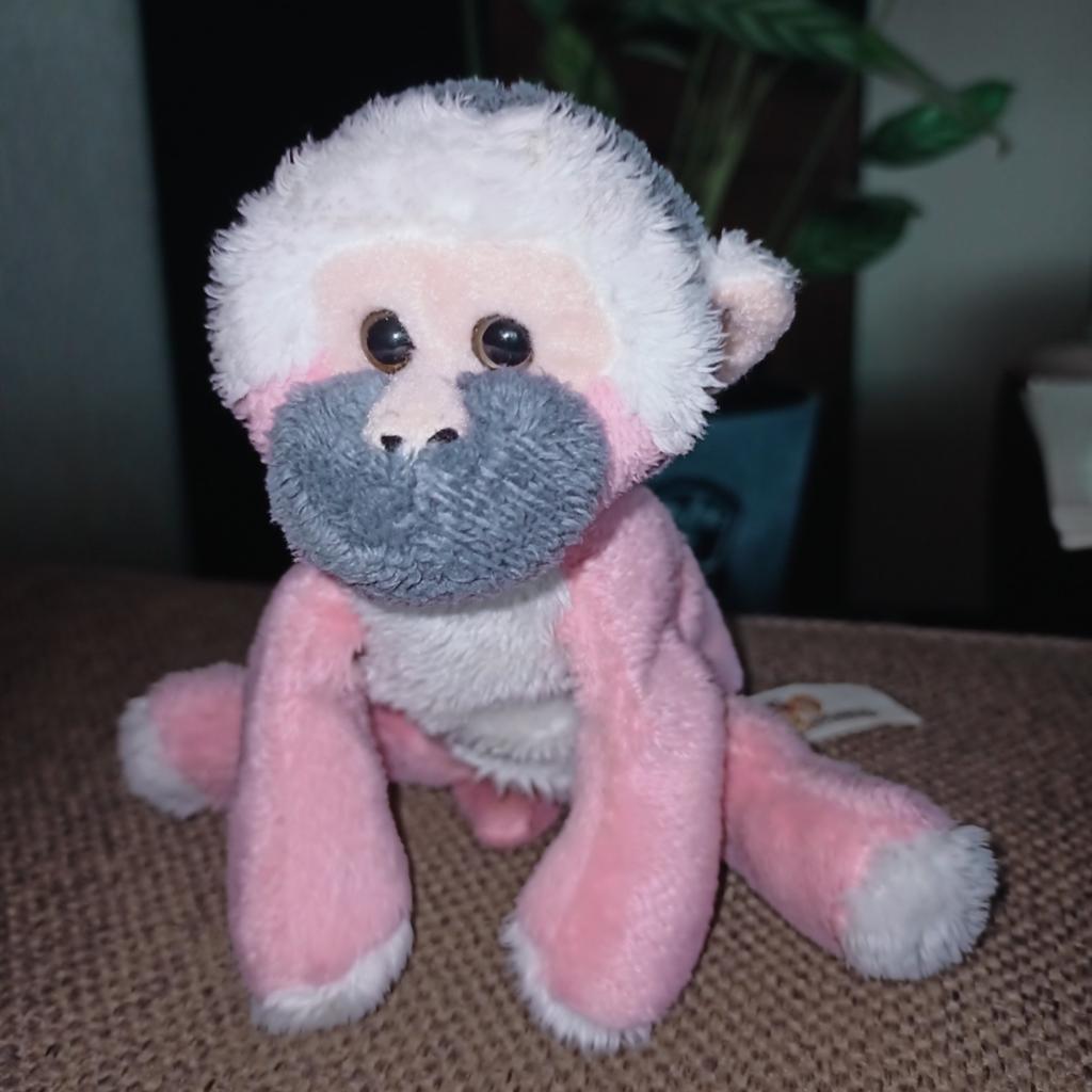 Apenheul roze grijs wit aapje., Kinderen en Baby's, Speelgoed | Knuffels en Pluche, Overige merken, Wasbaar, Ophalen of Verzenden