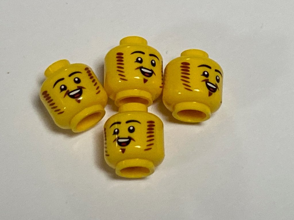 Partij Lego 4x nieuwe geel hoofd met bakkebaarden, Overige thema's, Lego, Nieuw, Ophalen of Verzenden