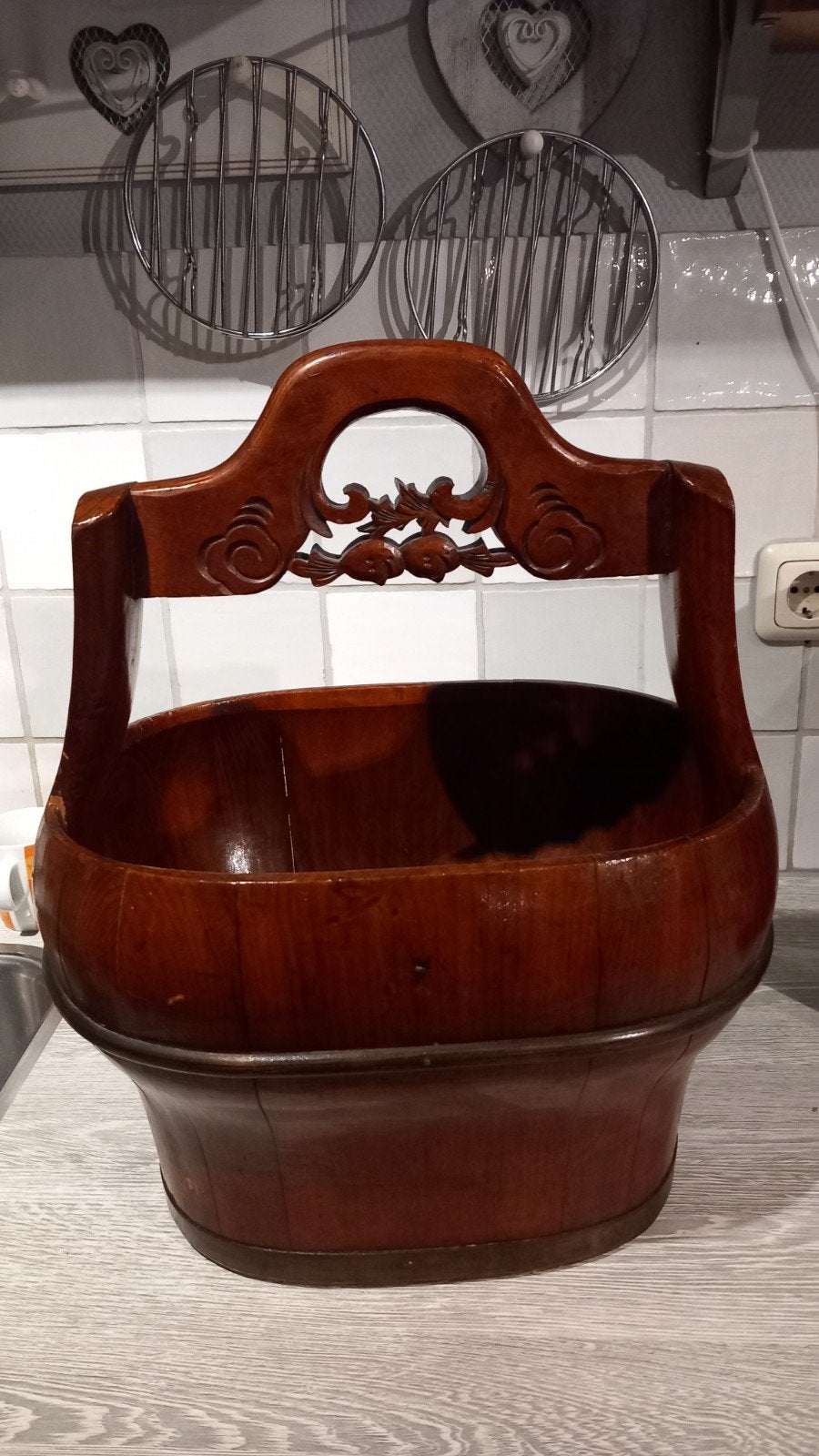 Houten handwerkbak met handvat, Ophalen of Verzenden