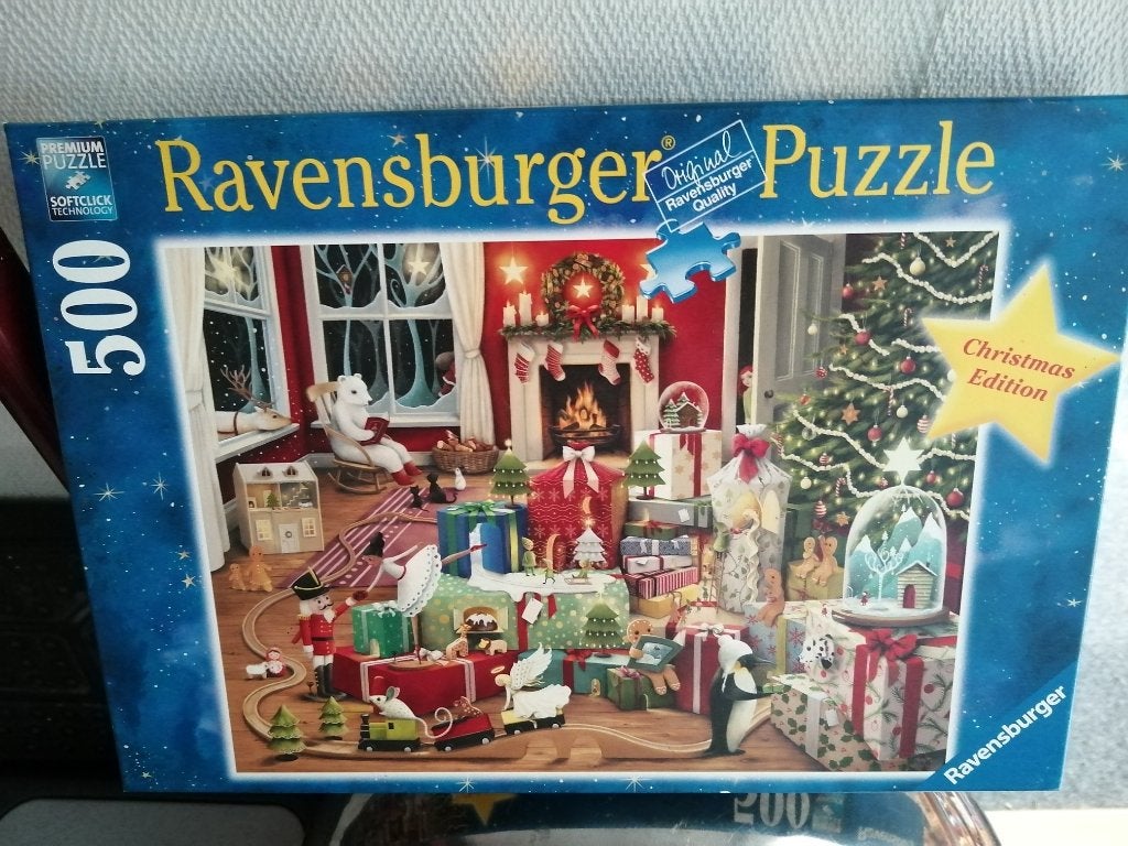 Ravensburger Kerstpuzzle Gezellig Kerstfeest, Ophalen of Verzenden, 500 t/m 1500 stukjes, Zo goed als nieuw, Legpuzzel