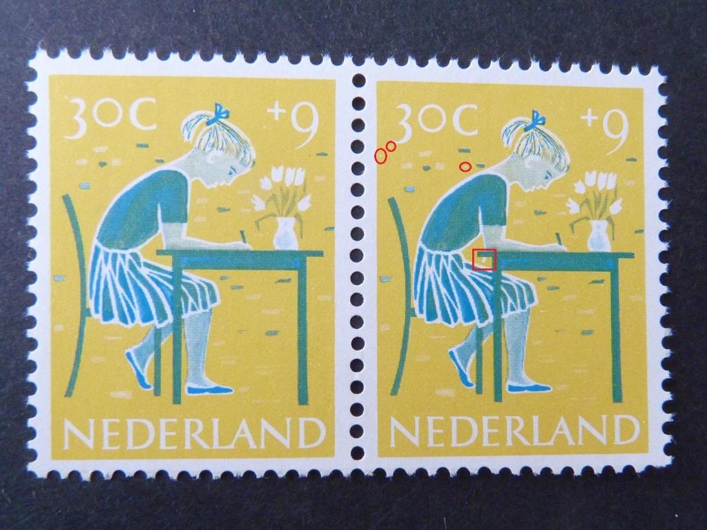 plaatfout  735 p , postfris paartje ., Postzegels en Munten, Postzegels | Nederland, Verzenden, Na 1940, Postfris