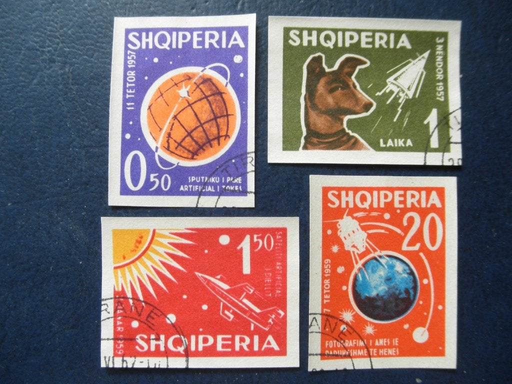 Postzegels Albanië 1962 ruimtevaart 0ngetand - cw. € 75,00., Ophalen of Verzenden, Overige landen, Gestempeld