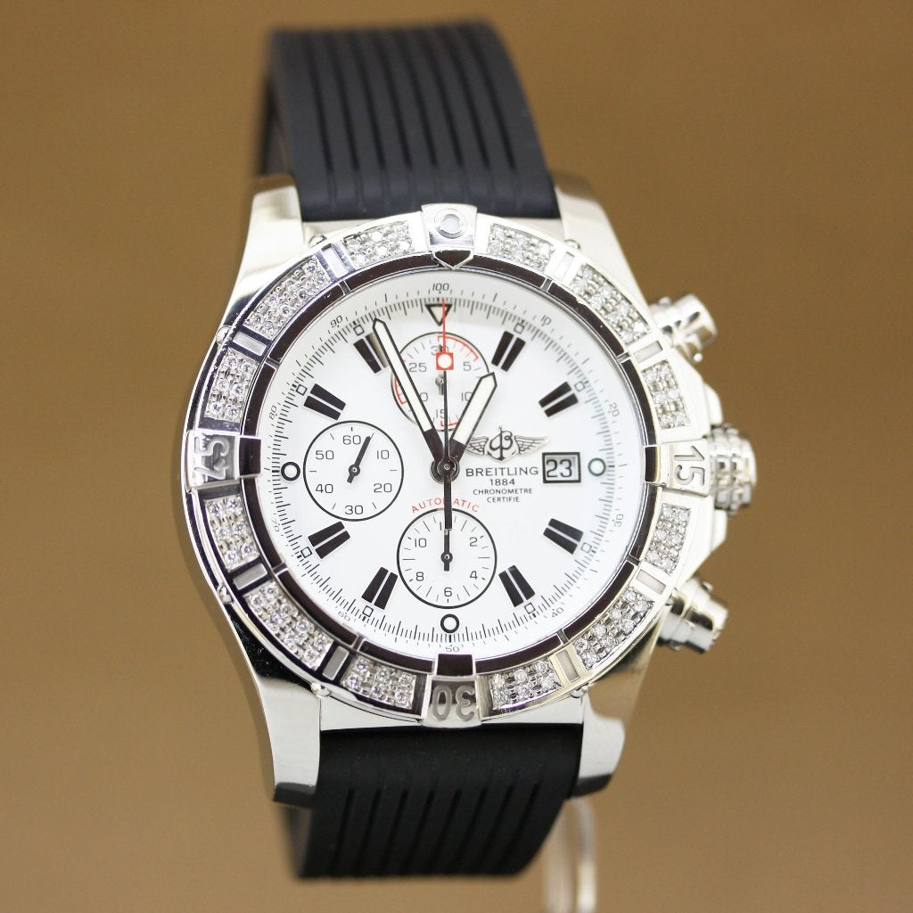 Breitling Super Avenger A13370 Diamant 2012, Gebruikt, Staal, Breitling, Polshorloge