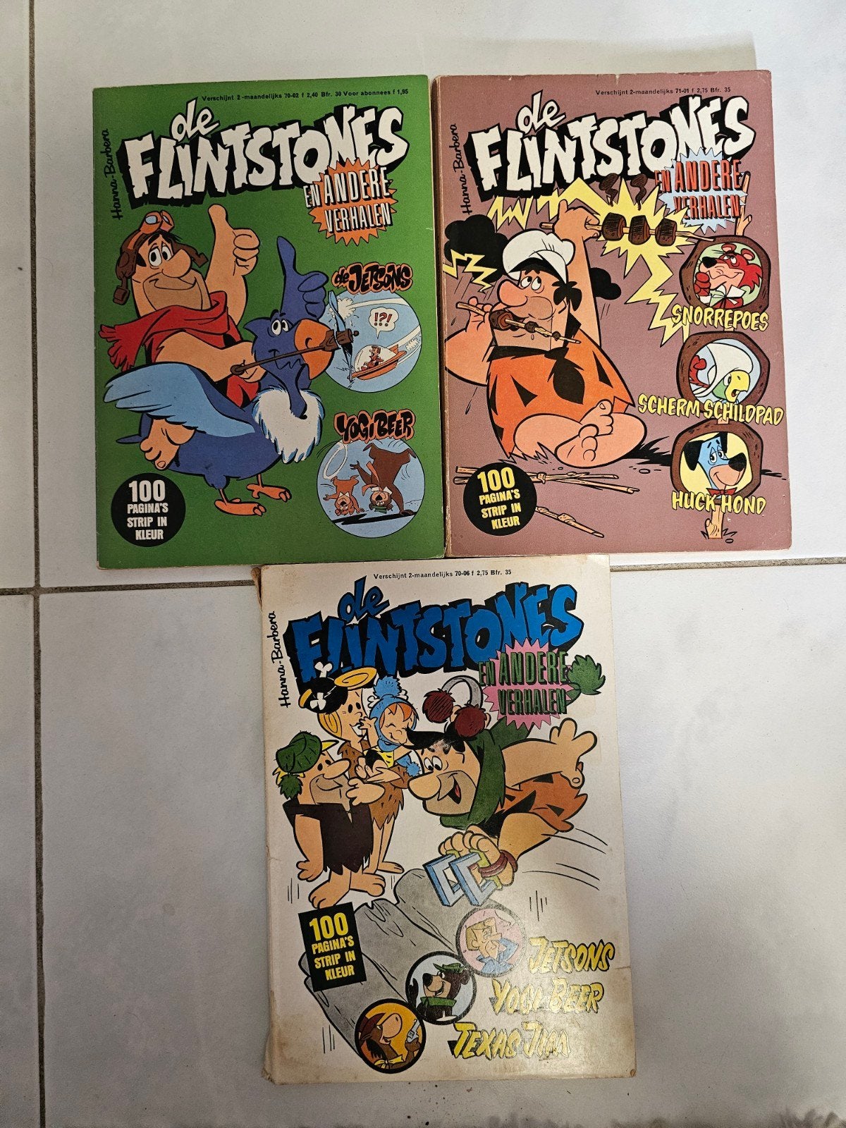3 vintage De Flintstones stripboeken uit 1970, Meerdere comics, Ophalen of Verzenden, Gelezen, Europa