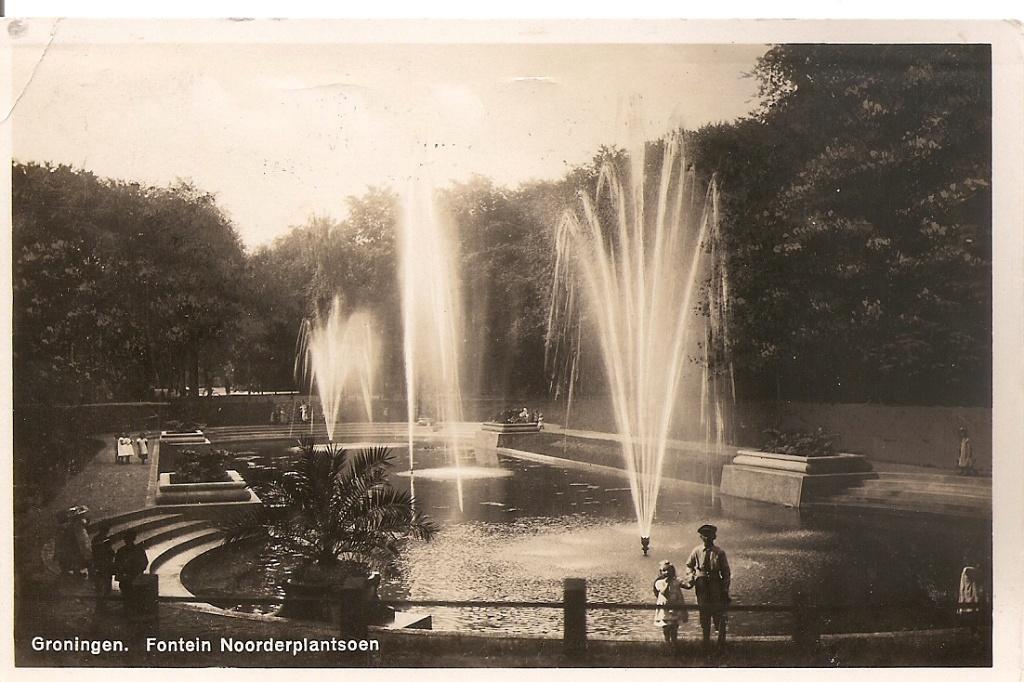 Groningen, Fontein Noorderplantsoen, Ophalen of Verzenden, 1920 tot 1940, Gelopen, Groningen