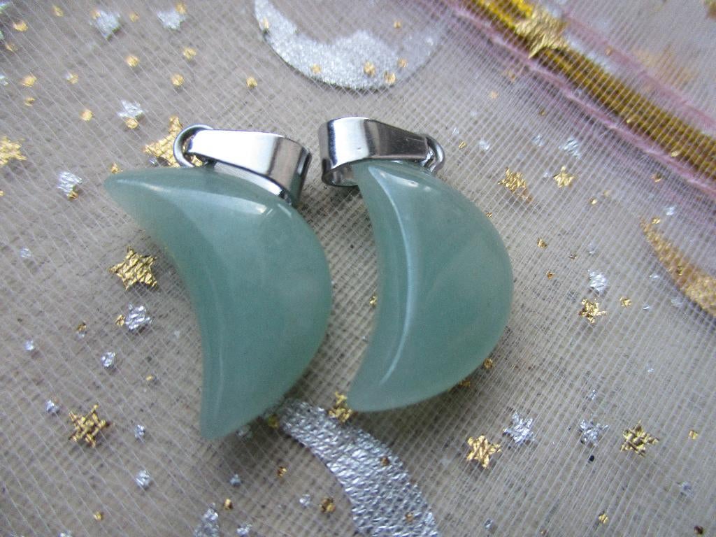969/ aventurijn maan hangers, Nieuw, Ophalen of Verzenden, Met edelsteen, Groen
