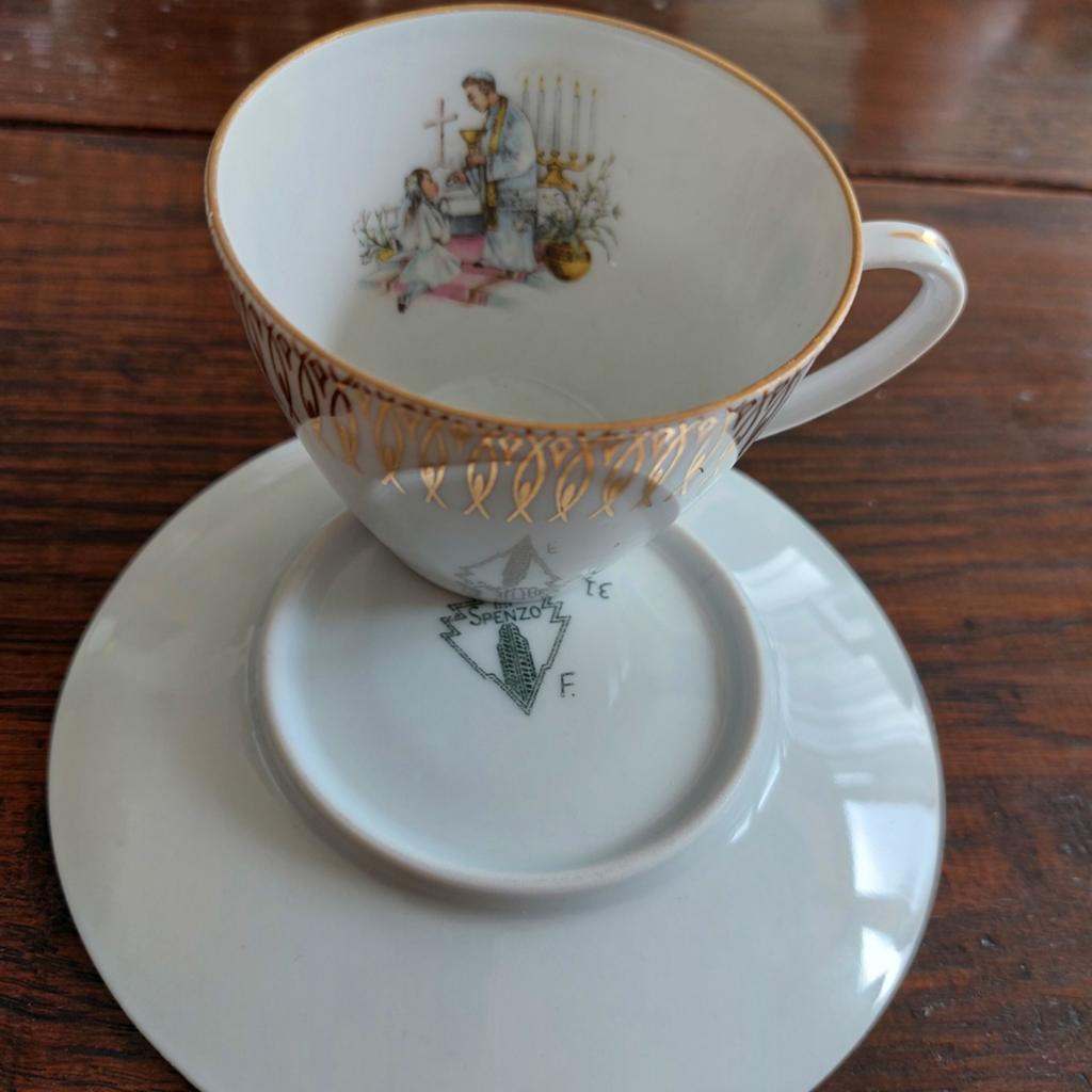 Eerste H.Communie, brocante kop/schotel, Spenzo 31.F     o, Ophalen of Verzenden