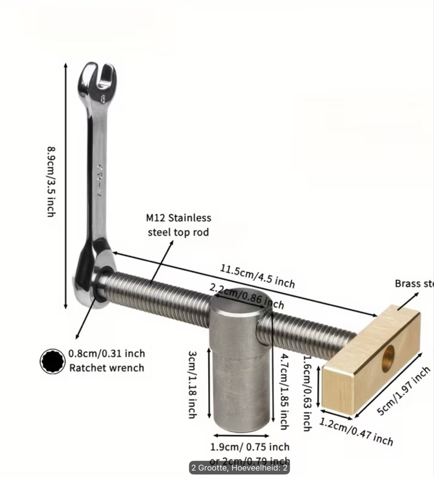 RVS Bankklem voor MFT Tafel - 115 mm lengte, 19 mm gaten, Ophalen of Verzenden, Nieuw