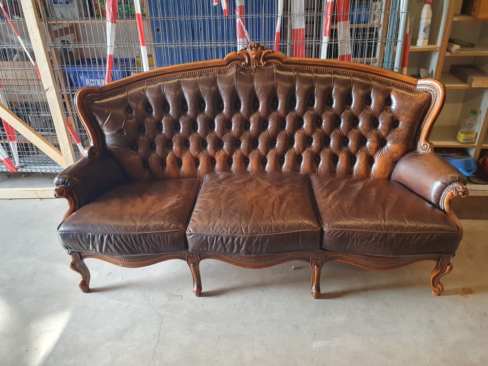 vintage roccostijl / chesterfield 3-1-1, Ophalen, Gebruikt, 150 tot 200 cm, Klassiek rococo