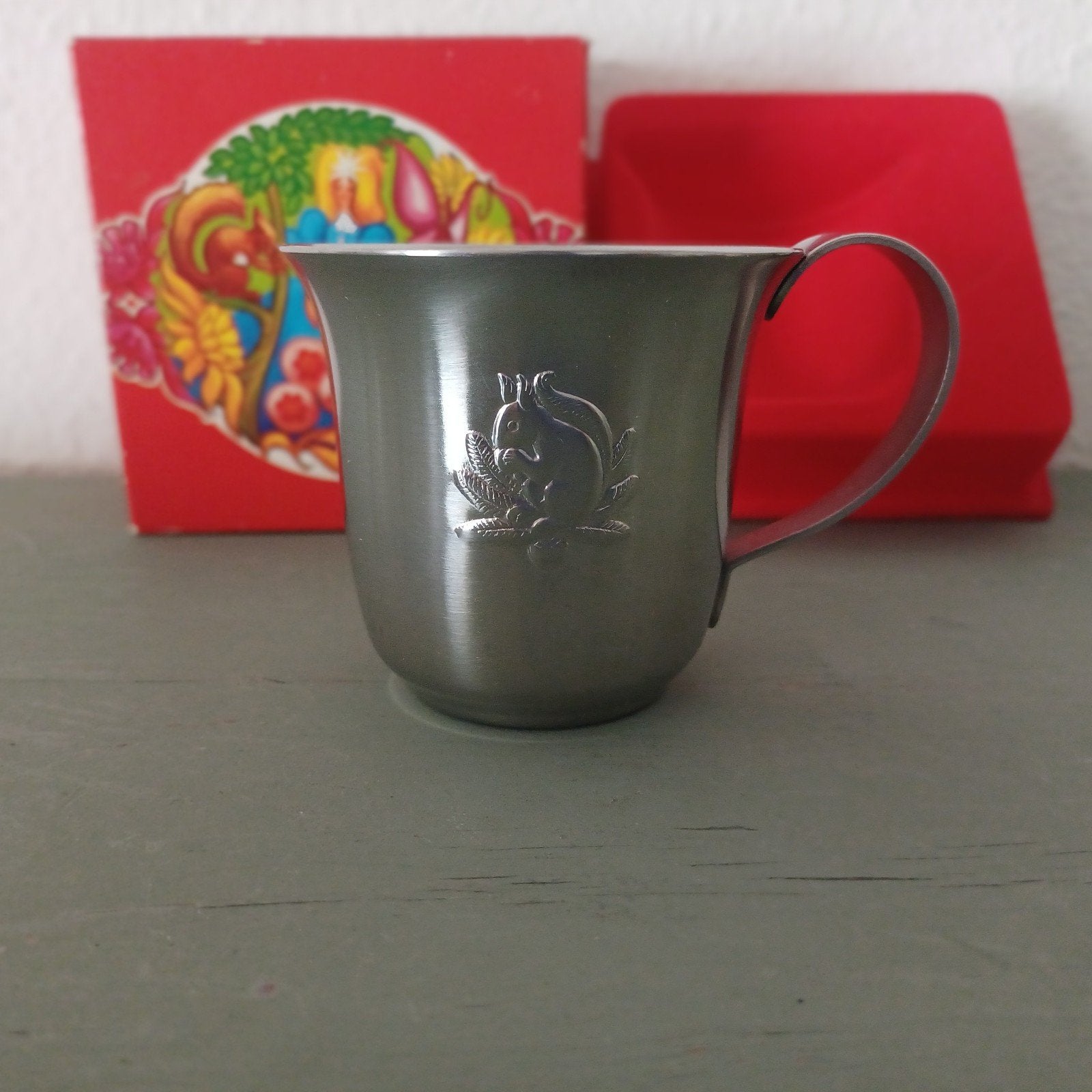 Vintage Gero Zilmeta kinderbeker met eekhoorn reliëf, Ophalen of Verzenden