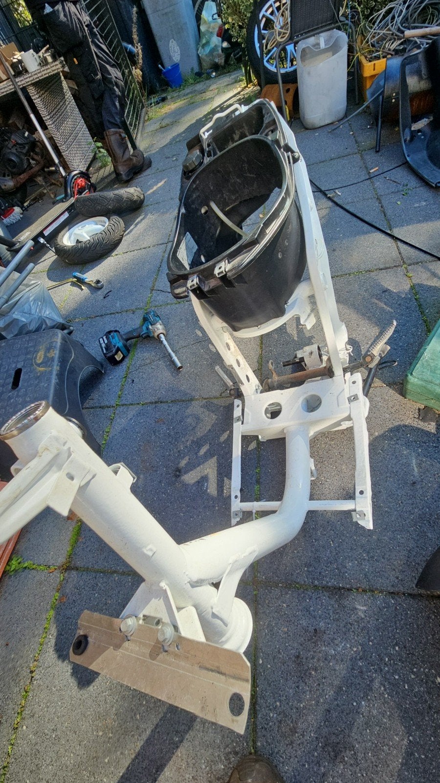 Zip type 3 frame met swingarm - wit gepoedercoat, Ophalen, Gebruikt, Frame, Piaggio Zip