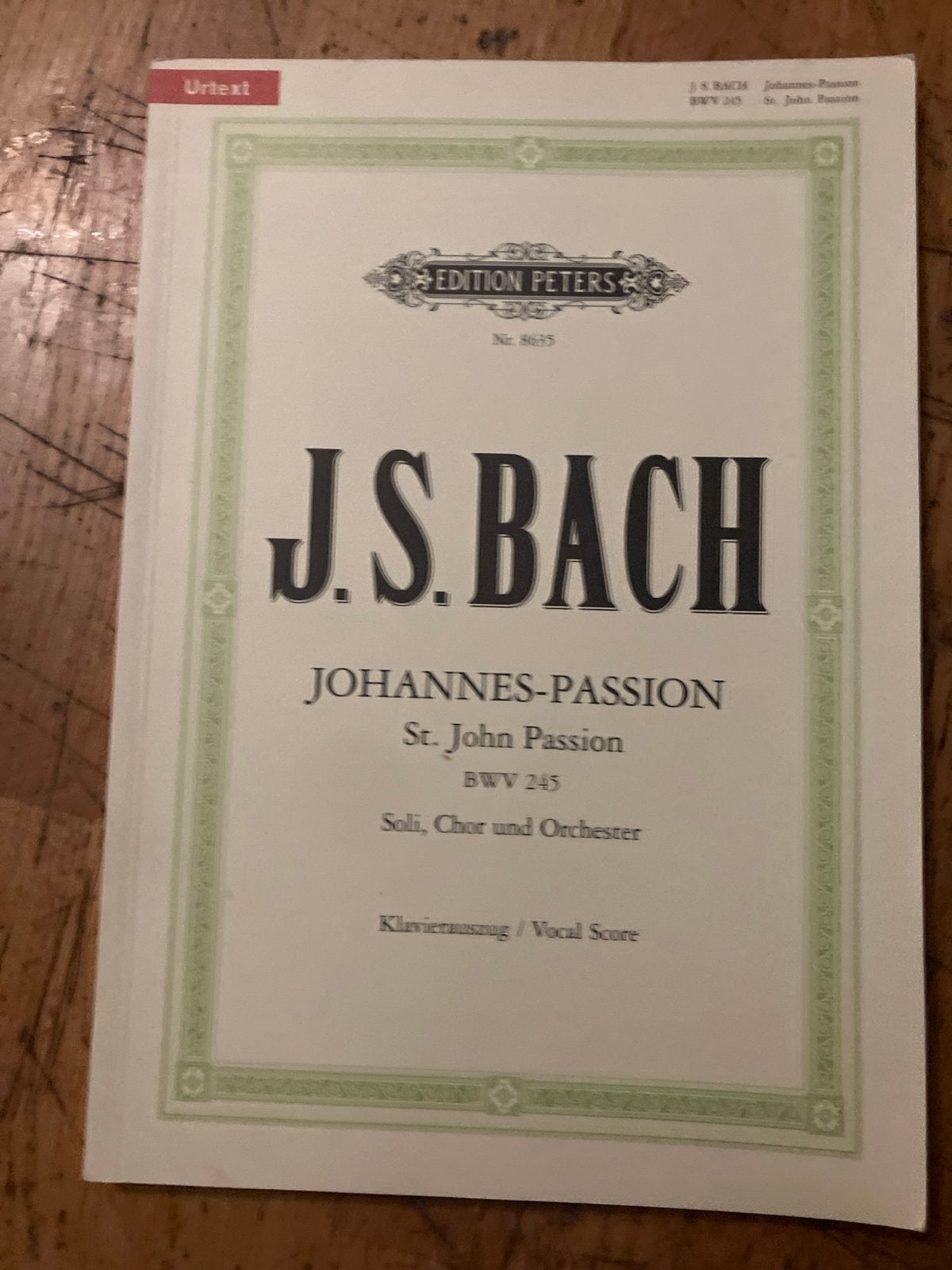 J.S. Bach Johannes-Passion (St. John Passion) Vocal Score, Muziek en Instrumenten, Bladmuziek, Gebruikt, Klassiek, Ophalen of Verzenden