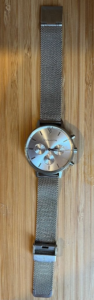 Paul Valentine horloge zilverkleurig met mesh band, Overige merken, Staal, Gebruikt, Staal
