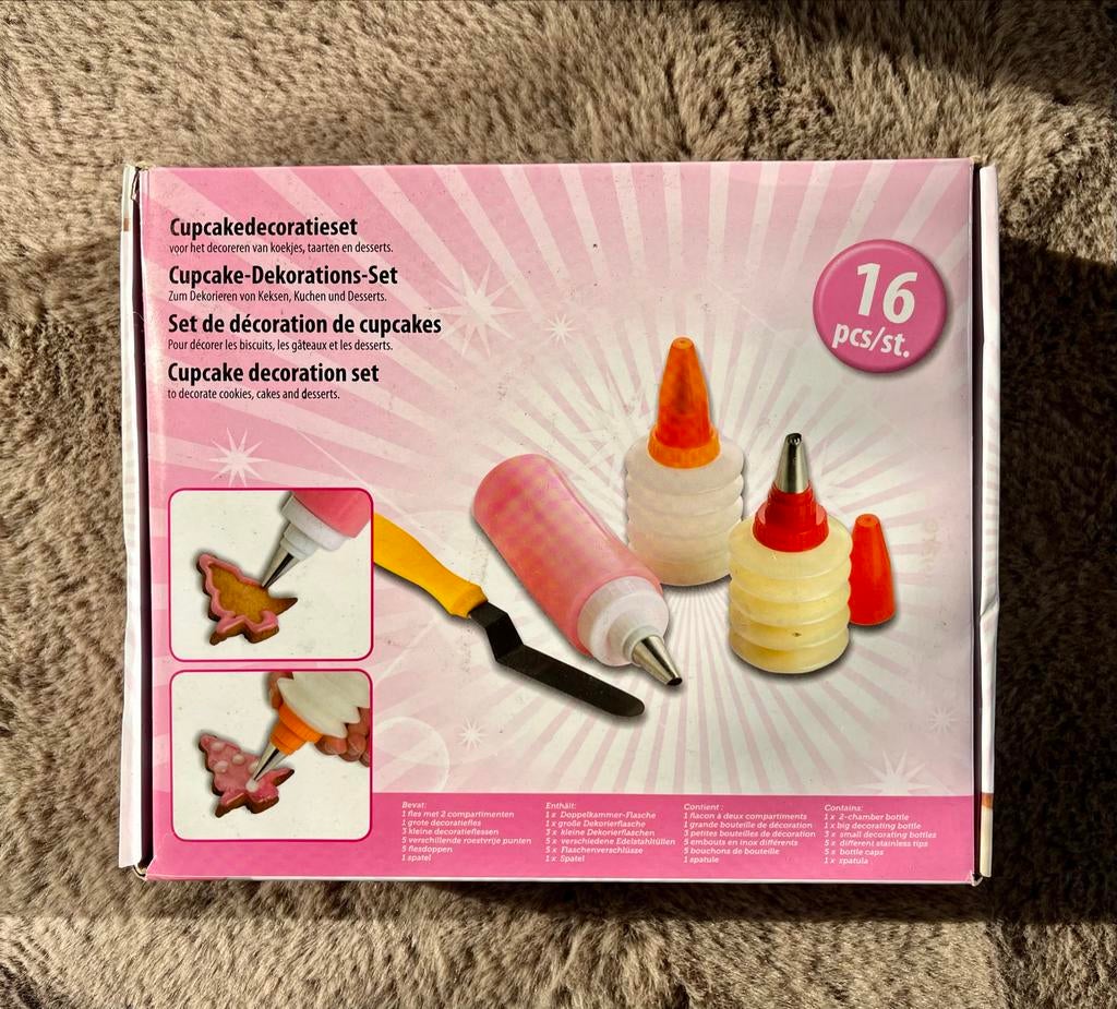 Cupcake Decoratieset - 16-delig voor koekjes en taarten, Ophalen of Verzenden, Nieuw, Taarten of Cupcakes, Versiering