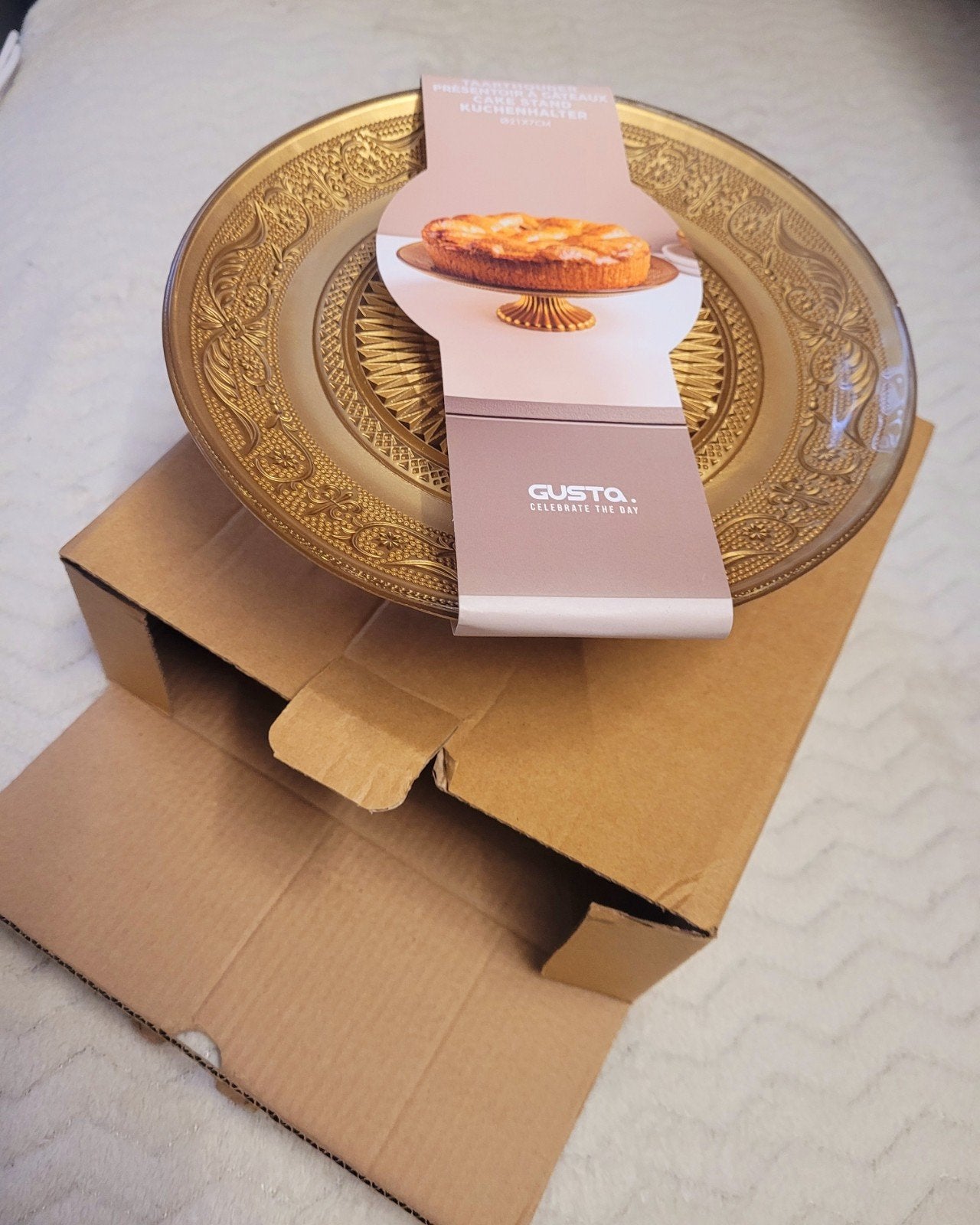 Gouden Taarthouder / Cake Stand van Gusta - Nieuw in Doos, Ophalen of Verzenden