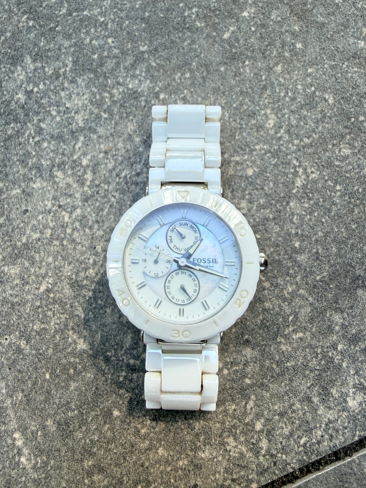 Fossil CE1000 keramiek dameshorloge, Sieraden, Tassen en Uiterlijk, Horloges | Dames, Fossil, Polshorloge, Ophalen of Verzenden