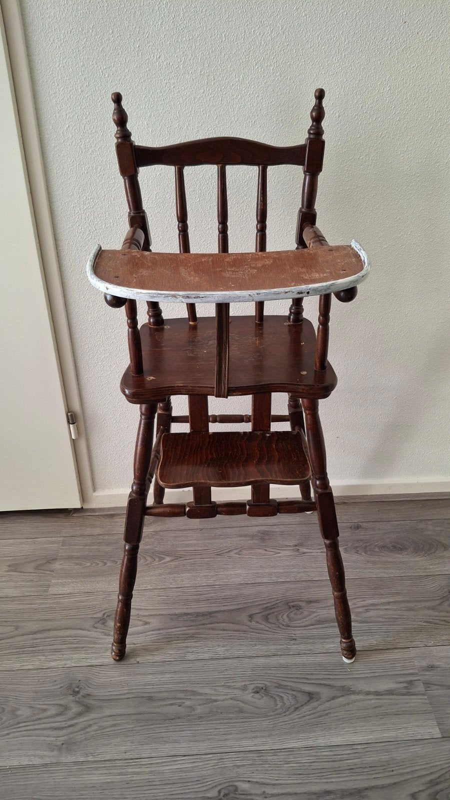 Vintage houten kinderstoel met dierenprint kussen, Ophalen, Gebruikt, Overige typen