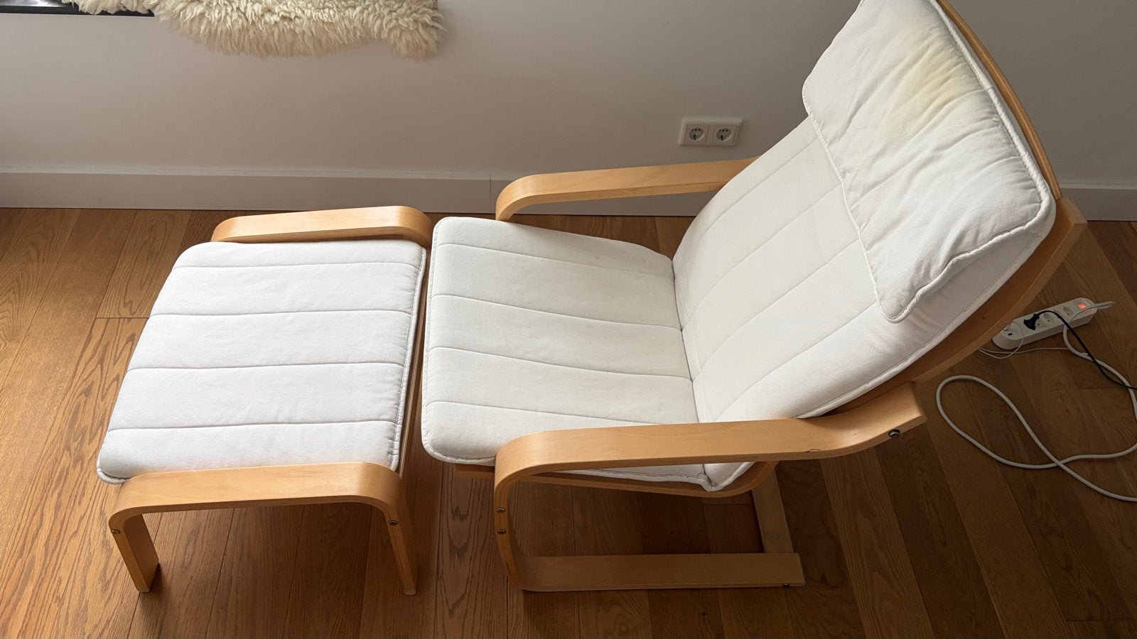 IKEA POÄNG Armchair and Footstool, Ophalen, Gebruikt, Hout