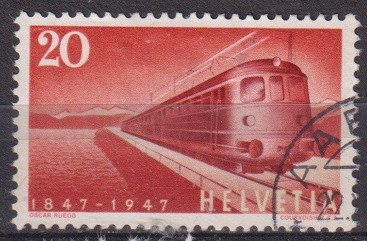 Zwitserland 1947 Trein 100 jaar Spoorwegen, Verzenden, Gestempeld, Treinen