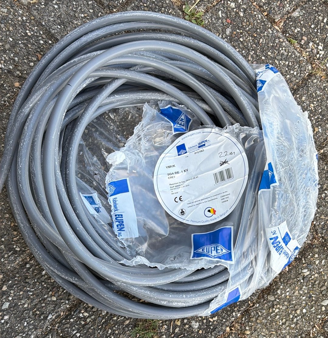 5x4 ymvk laadpaal kabel 22m, Doe-het-zelf en Verbouw, Elektra en Kabels, Ophalen, Support@eupen.com, Zo goed als nieuw, Kabel of Snoer