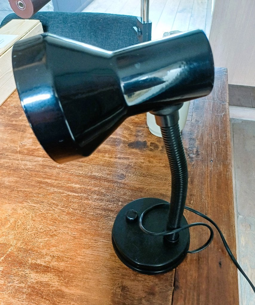 Vintage zwarte jaren 70 bureau lamp, Bureaulamp, Gebruikt, Overige merken, Vintage