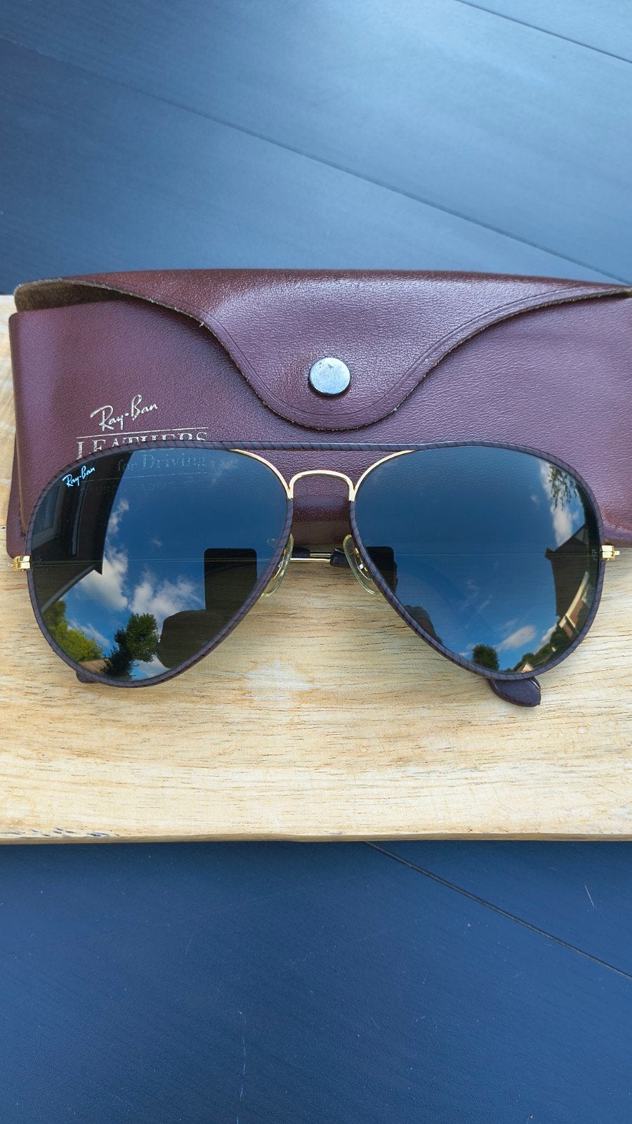 Ray-Ban B&L USA Aviator Leathers 62-14 G-15 – Vintage NOS, Ophalen of Verzenden, Zo goed als nieuw, Bruin, Ray-Ban