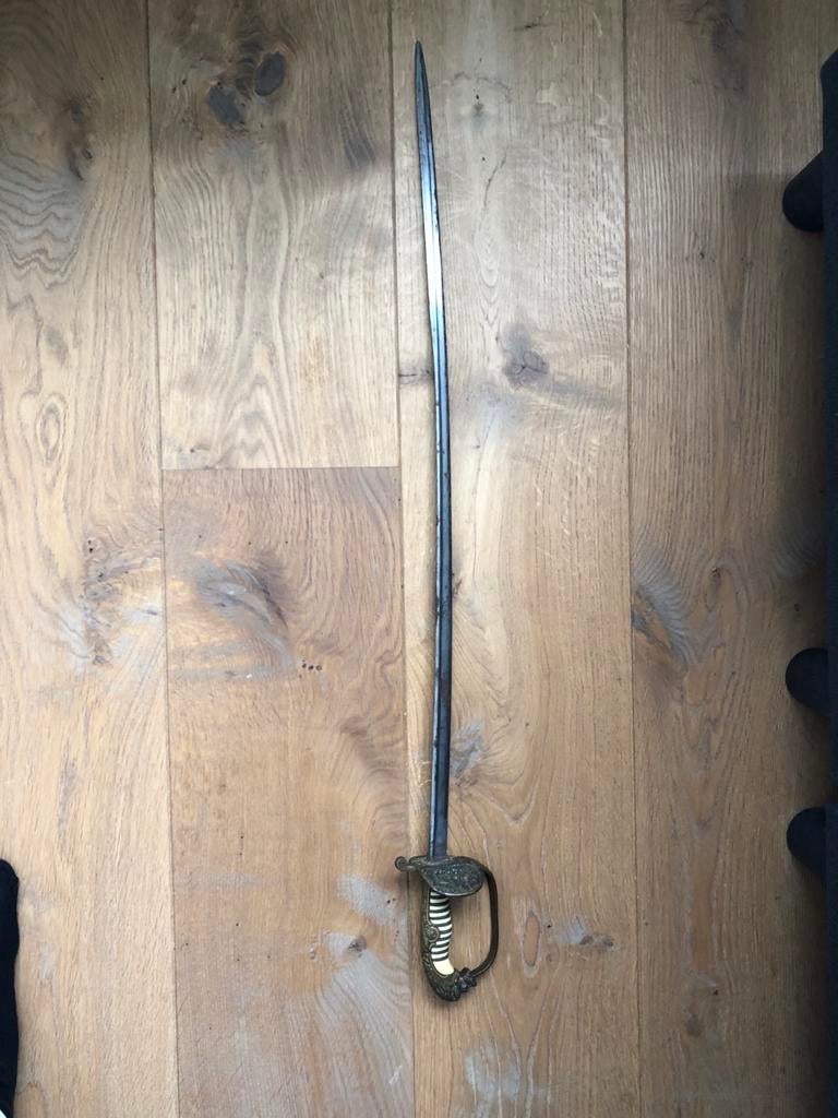 Antiek sabel met leeuwenkop en ivoren handvat, Ophalen of Verzenden