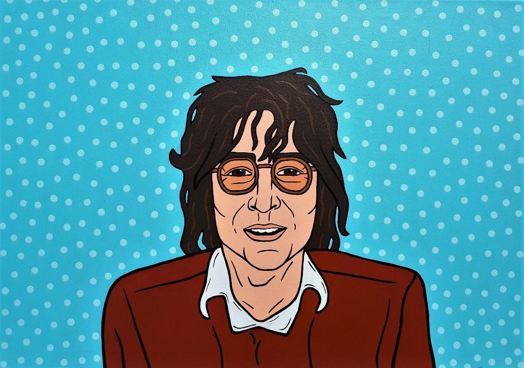 The Beatles John Lennon canvas geschilderd cartoon pop art, Ophalen of Verzenden, Gesigneerd, Acrylverf, Muziek
