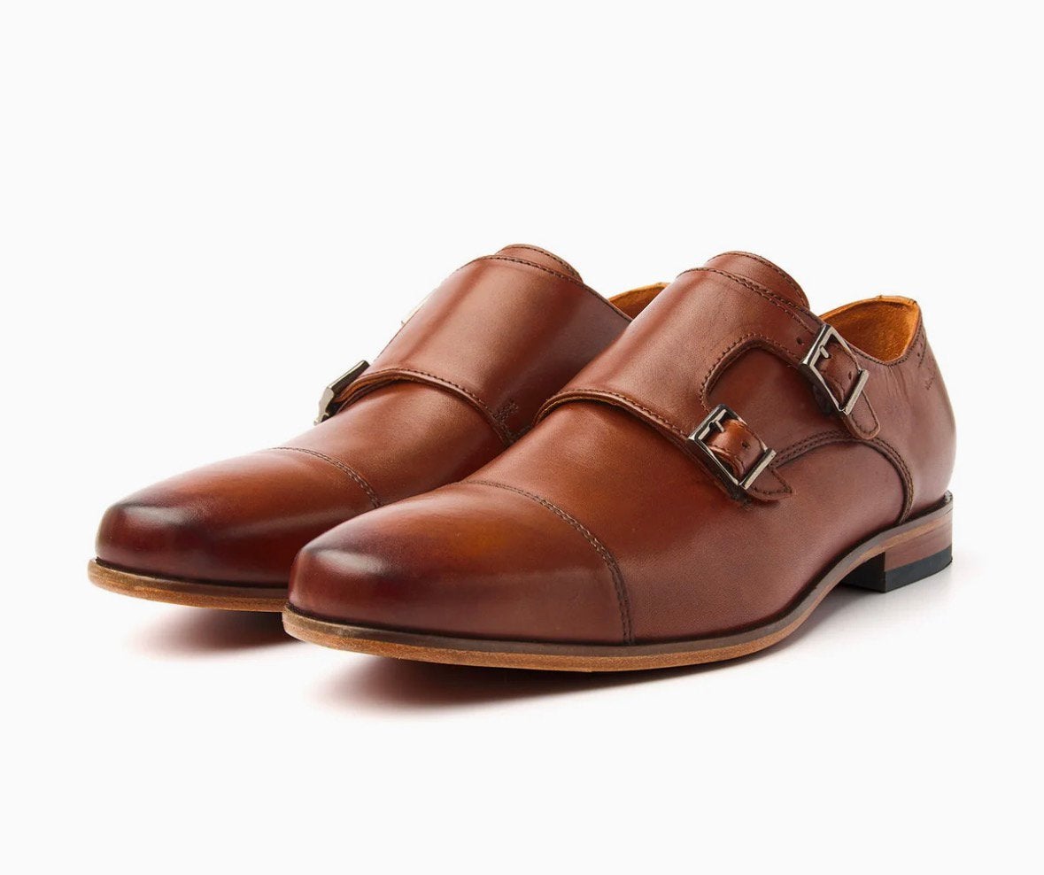 Floris van Bommel gespschoenen - Cognac leer, Ophalen of Verzenden, Zo goed als nieuw, Bruin, Gespschoenen