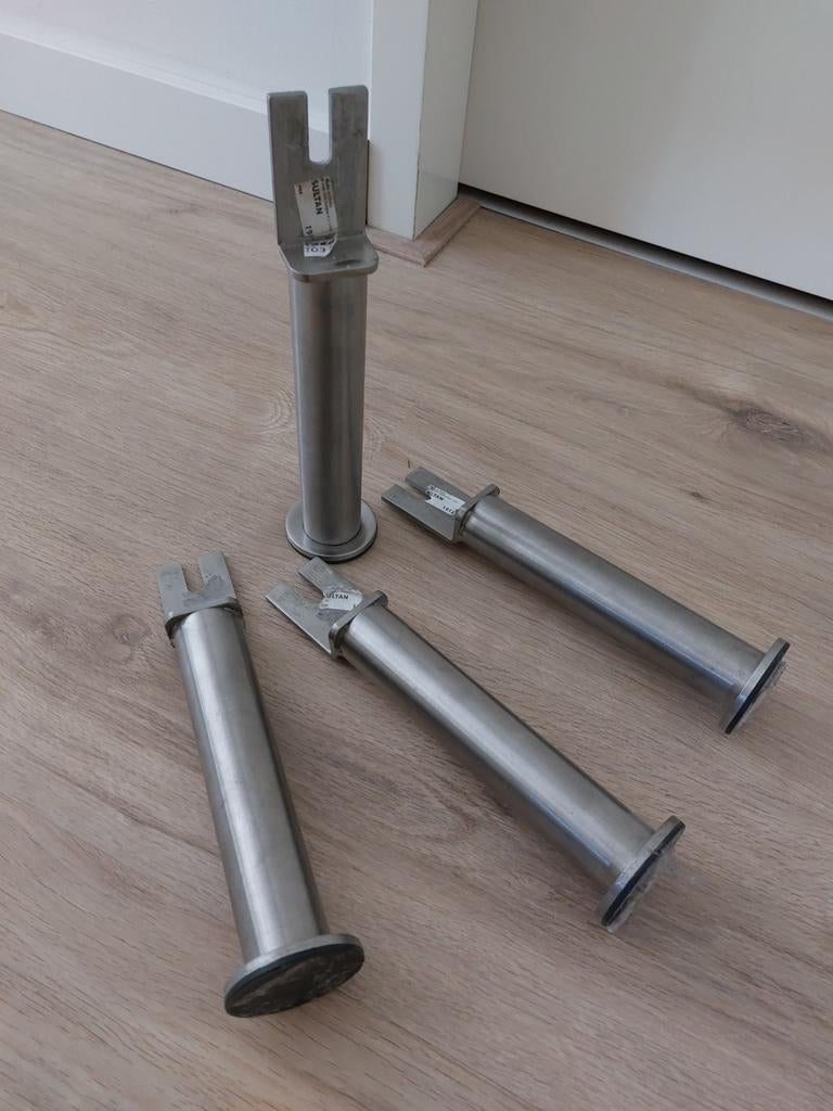 IKEA SULTAN RVS bedpoten 20 cm. - set van 4, Gebruikt, Tweepersoons, Ophalen of Verzenden, Overige maten
