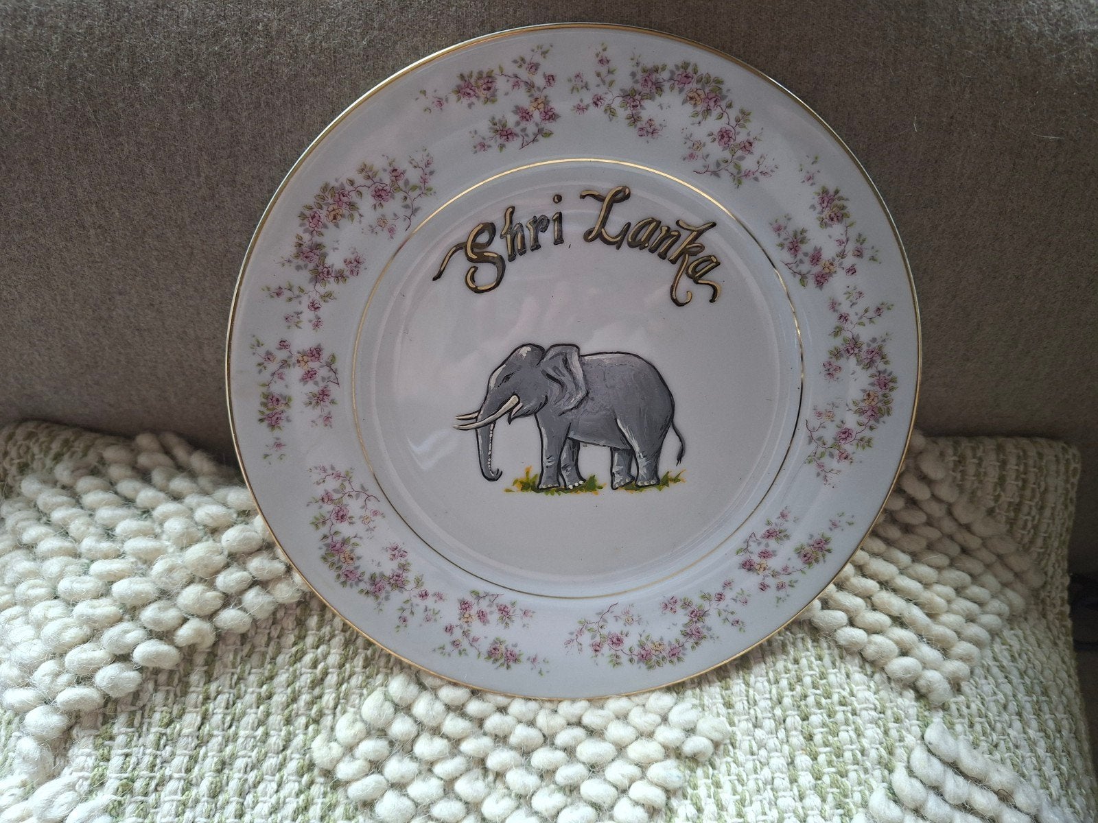 Vintage Shri Lanka souvenirs bord., Antiek en Kunst, Ophalen of Verzenden