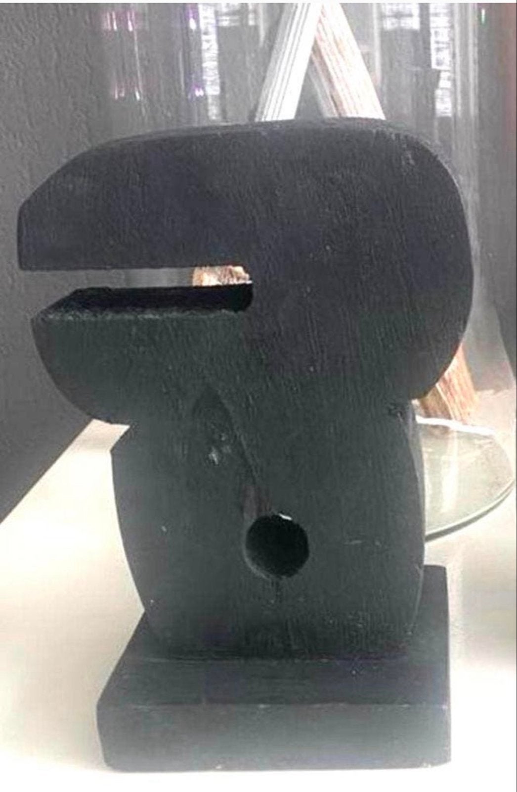 Abstract houten sculptuur - Modern decoratief object, Minder dan 20 cm, Ophalen of Verzenden, Zwart, Beeld