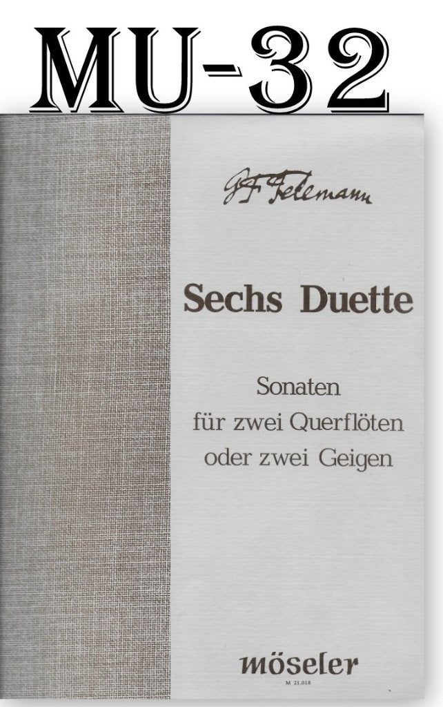 MU-32 Bladmuziek Zes Duetten /2 dwarsfluiten of 2 Violen, Muziek en Instrumenten, Bladmuziek, Ophalen of Verzenden, Gebruikt, Artiest of Componist