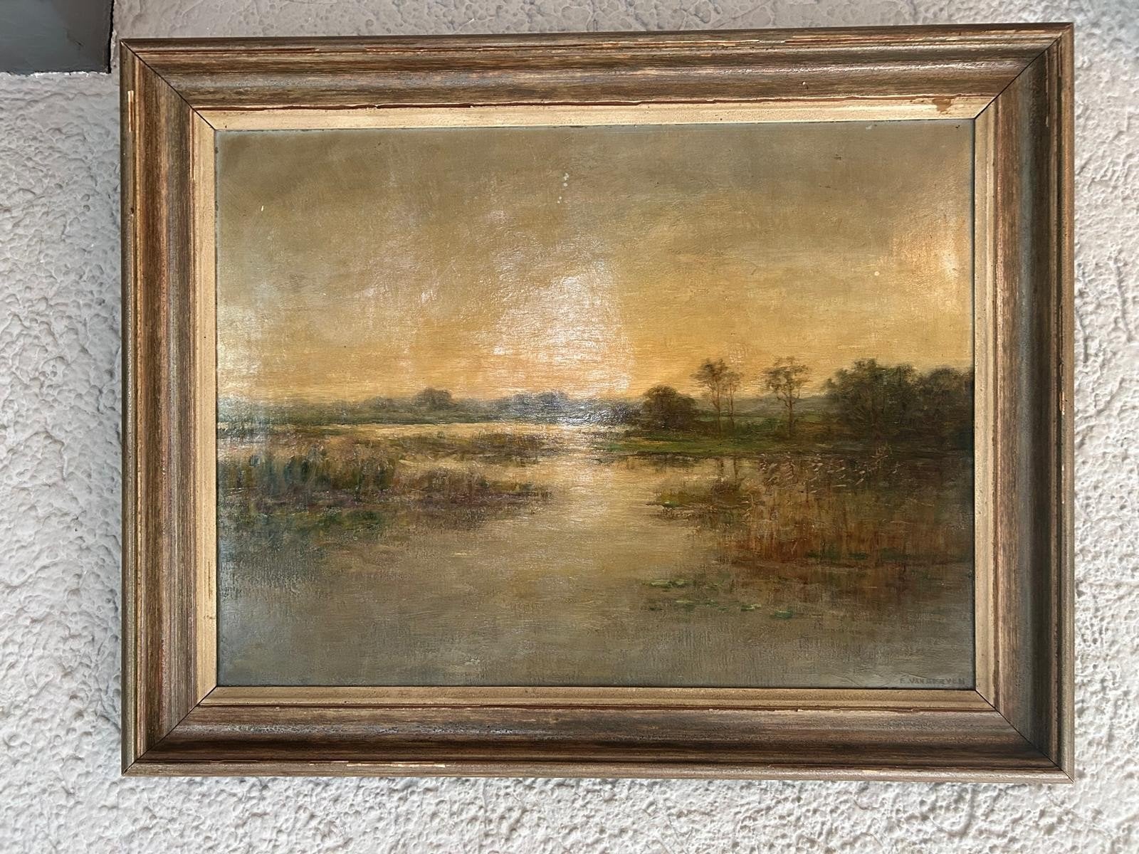 schilderij van E v.d Ven, Antiek en Kunst, Kunst | Schilderijen | Klassiek, Ophalen